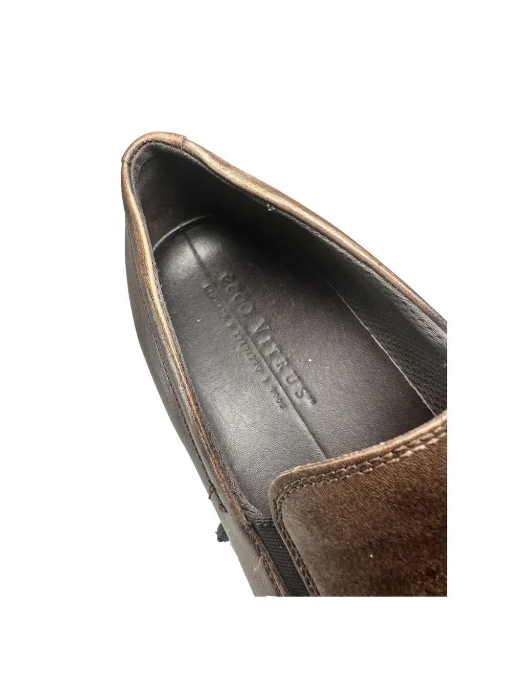 Ecco Vitrus III Apron Toe Slip On Leather Loafers Cocoa Brown size 12